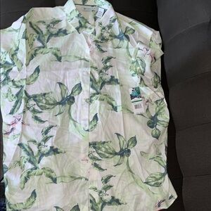 Cubavera Tropical Leaf Print Shirt